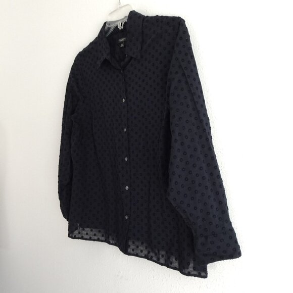 Talbots Button Front Top Blouse Petite Plus Size 2X Blue Textured Lightweight - Picture 4 of 9